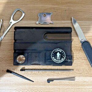 Survival Card, 11 Tools, Black, New